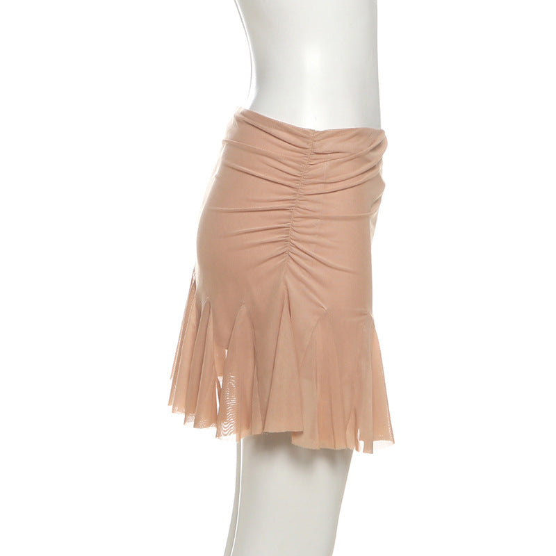 Autumn Glow Ruched Ruffle Mini Skirt - Women's Trendy Fall Fashion & Party Wear