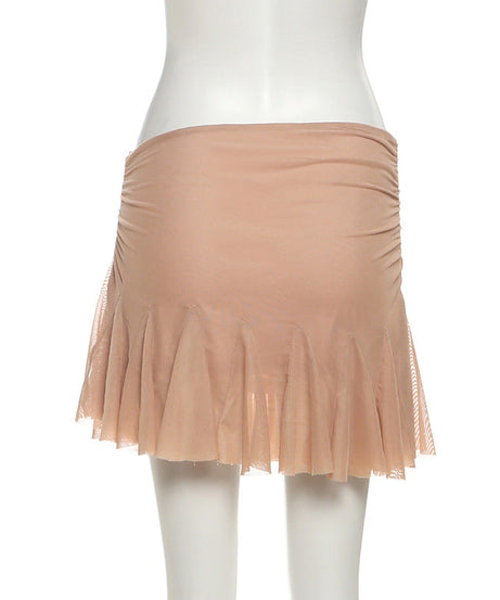Autumn Glow Ruched Ruffle Mini Skirt - Women's Trendy Fall Fashion & Party Wear