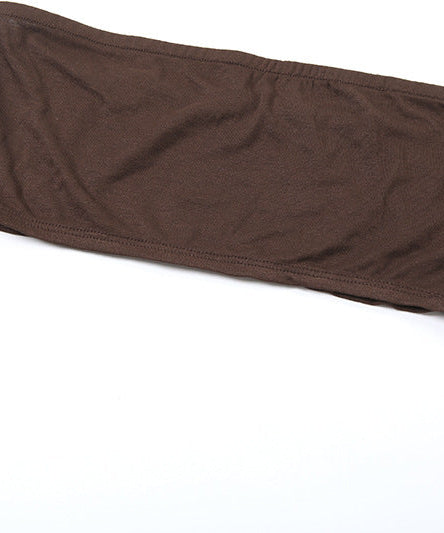 Chic Fall Mock Neck Cutout Ruched Long Sleeve Top - Chocolate Brown