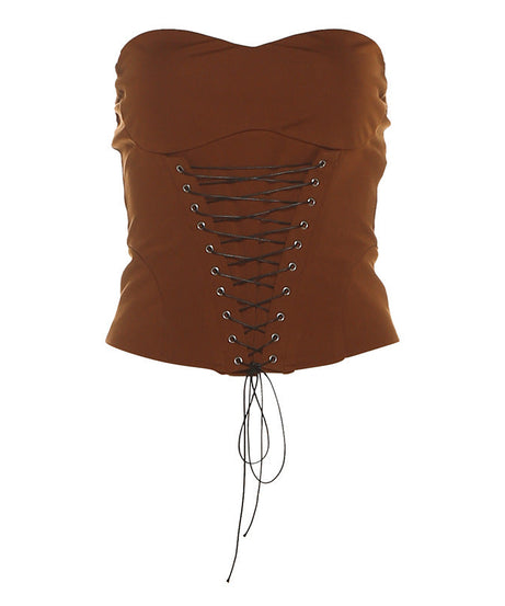 Fall Glam: Black Sweetheart Lace-Up Corset Top - Trendy Strapless Bustier for Nights Out