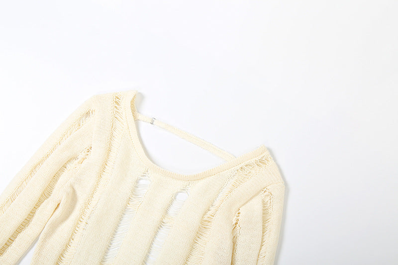 Sleek & Chic Fall Nights: Women's Backless Knit Hollow Out Maxi Dress