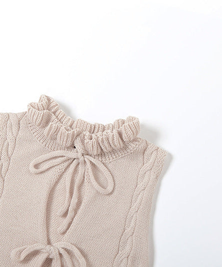 Cozy Chic Ruffle Tie-Front Knit Sweater Vest - Autumn Layering Top for Women