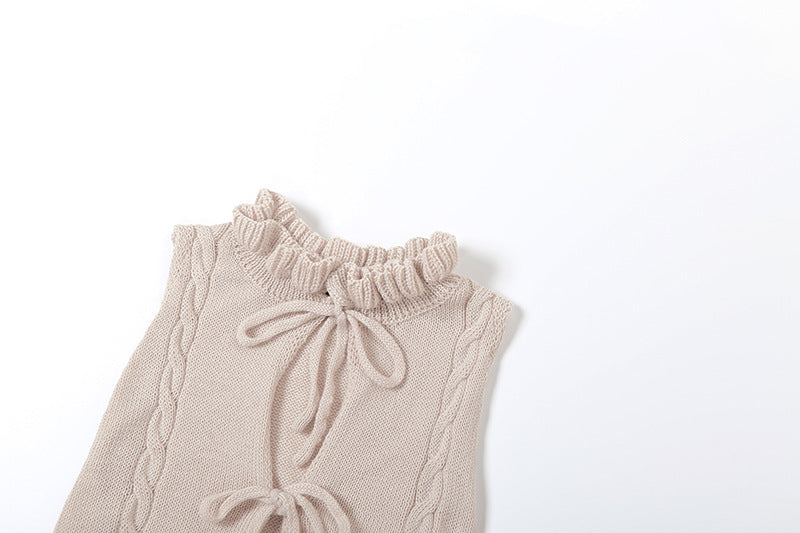 Cozy Chic Ruffle Tie-Front Knit Sweater Vest - Autumn Layering Top for Women