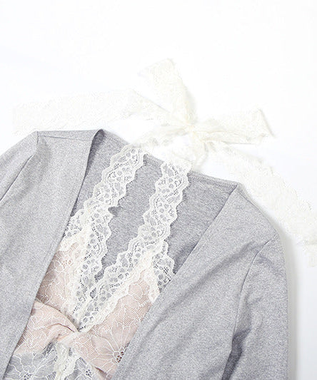 Effortless Fall Style: Chic Lace Halter & Tie-Front Shrug 2-Piece Top