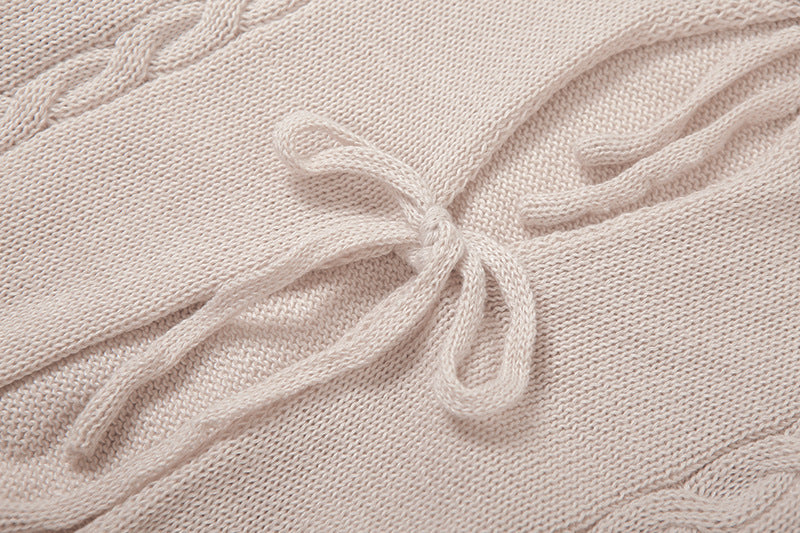 Cozy Chic Ruffle Tie-Front Knit Sweater Vest - Autumn Layering Top for Women