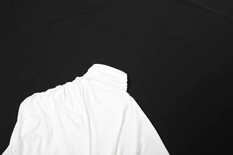 Ethereal Elegance: White Draped High Neck Maxi Skirt Set - Perfect for Fall Galas & Holiday Soirées