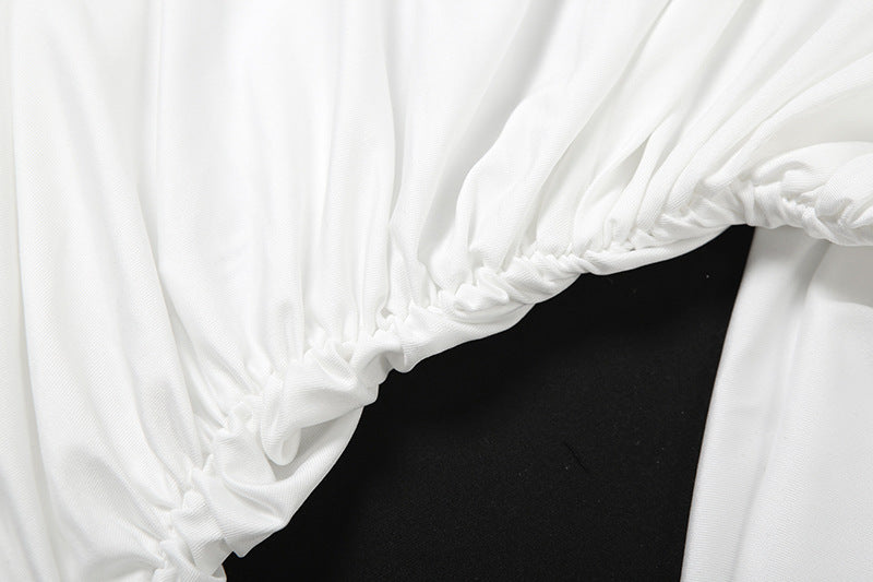 Ethereal Elegance: White Draped High Neck Maxi Skirt Set - Perfect for Fall Galas & Holiday Soirées