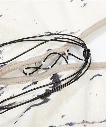 Ethereal Marble Print Halter Maxi Dress - Boho Chic Fall Layering Statement