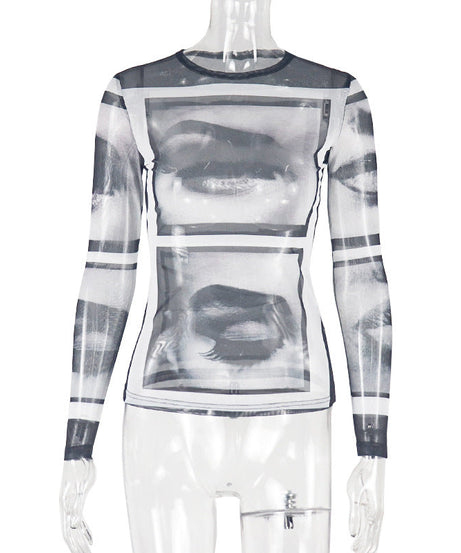Mystic Gaze Mesh Long Sleeve Top | Edgy Fall Statement for Women