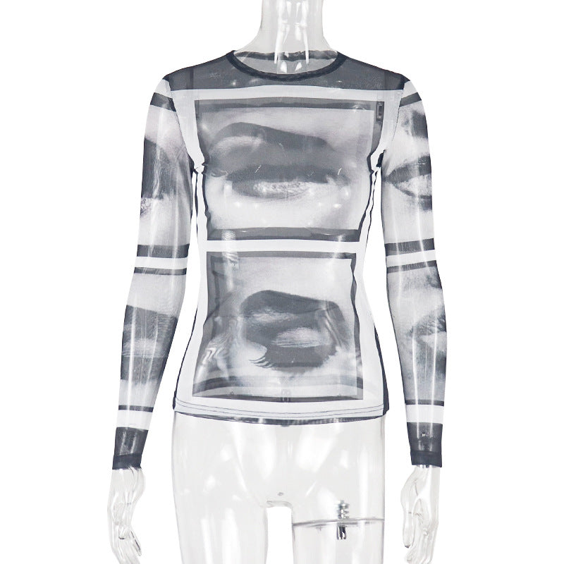 Mystic Gaze Mesh Long Sleeve Top | Edgy Fall Statement for Women