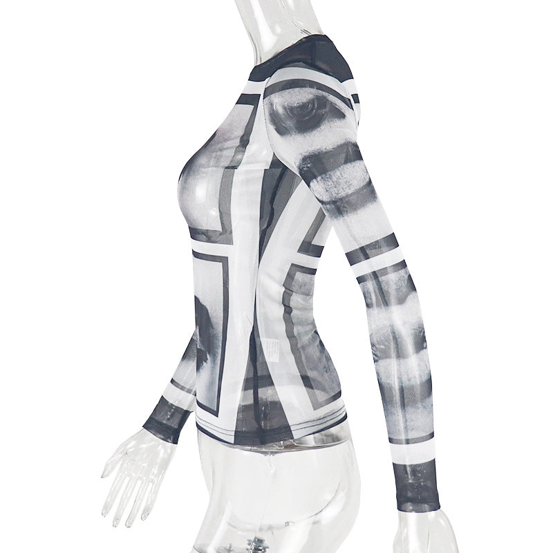 Mystic Gaze Mesh Long Sleeve Top | Edgy Fall Statement for Women