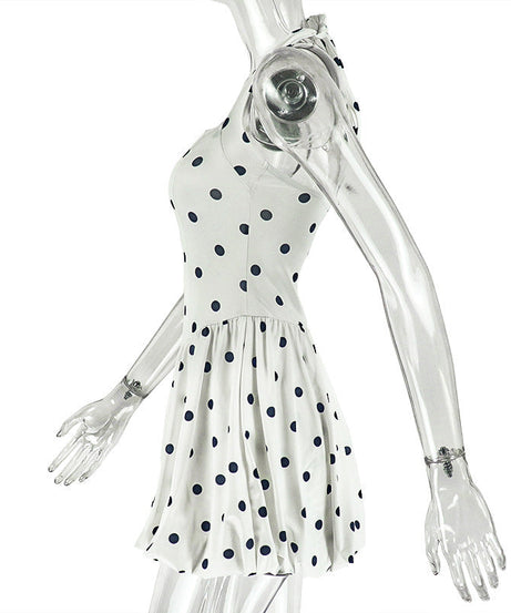 Flirty Retro Polka Dot Halter Mini Dress - Chic for Fall Vacations & Holiday Parties