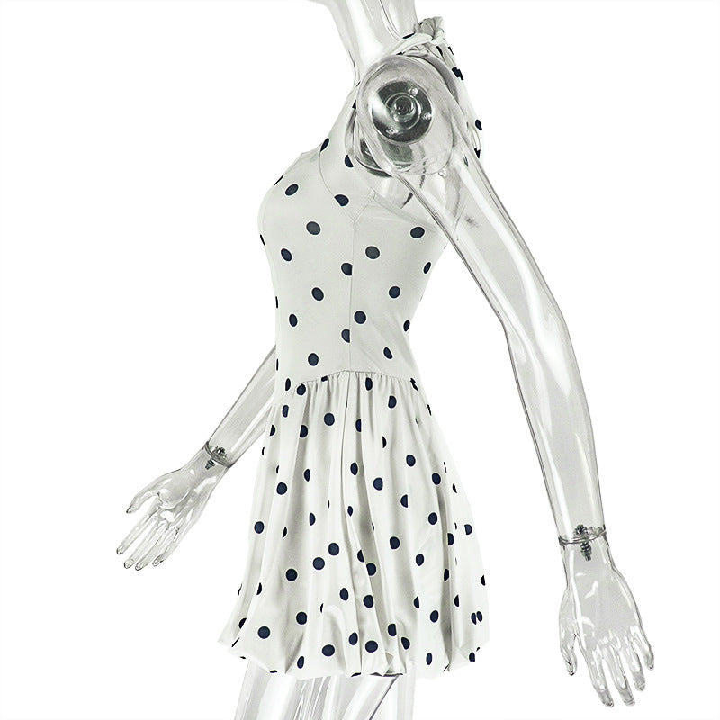 Flirty Retro Polka Dot Halter Mini Dress - Chic for Fall Vacations & Holiday Parties