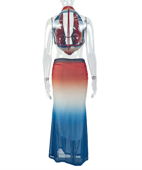 Chic Cowl Neck Ombre Halter Maxi Set - Your Go-To for Fall Vacations & Resort Glam