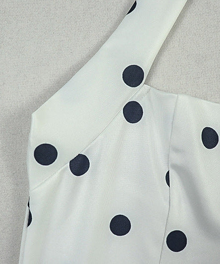 Flirty Retro Polka Dot Halter Mini Dress - Chic for Fall Vacations & Holiday Parties