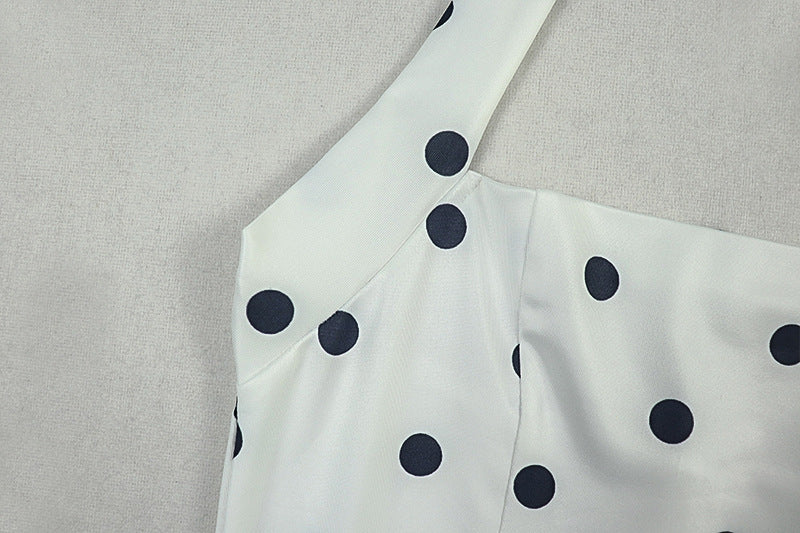 Flirty Retro Polka Dot Halter Mini Dress - Chic for Fall Vacations & Holiday Parties