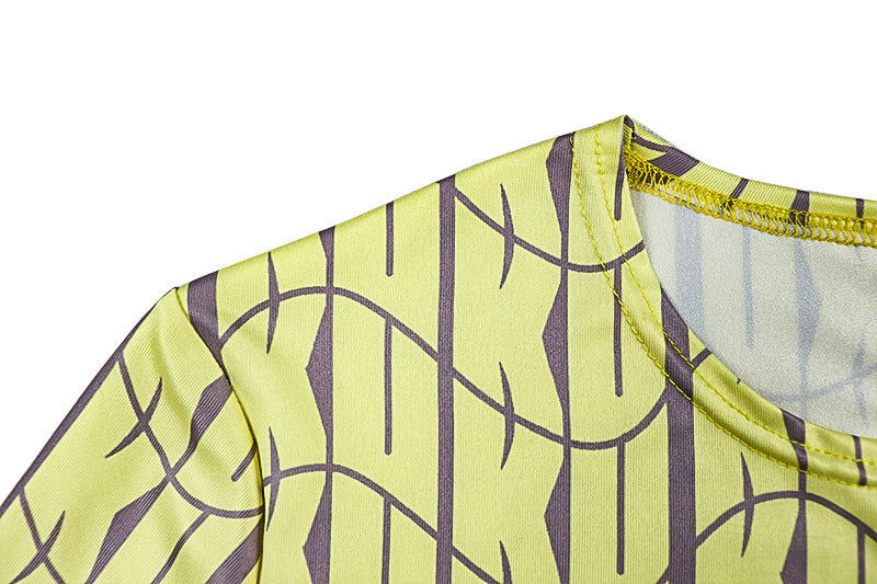 Coastal Chic Long Sleeve Maxi Dress: Ocean Print Knot Detail & High Slit for Your Warm-Weather Getaway