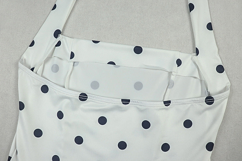 Flirty Retro Polka Dot Halter Mini Dress - Chic for Fall Vacations & Holiday Parties