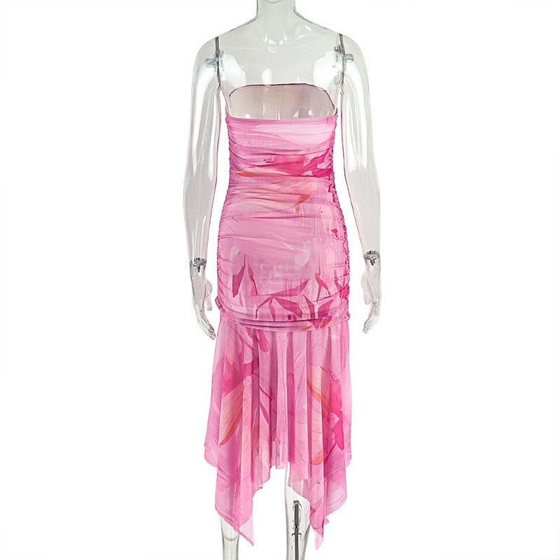 Chic Pink Floral Strapless Ruched Maxi Dress - Your Dreamy Fall Escape & Resort Wear