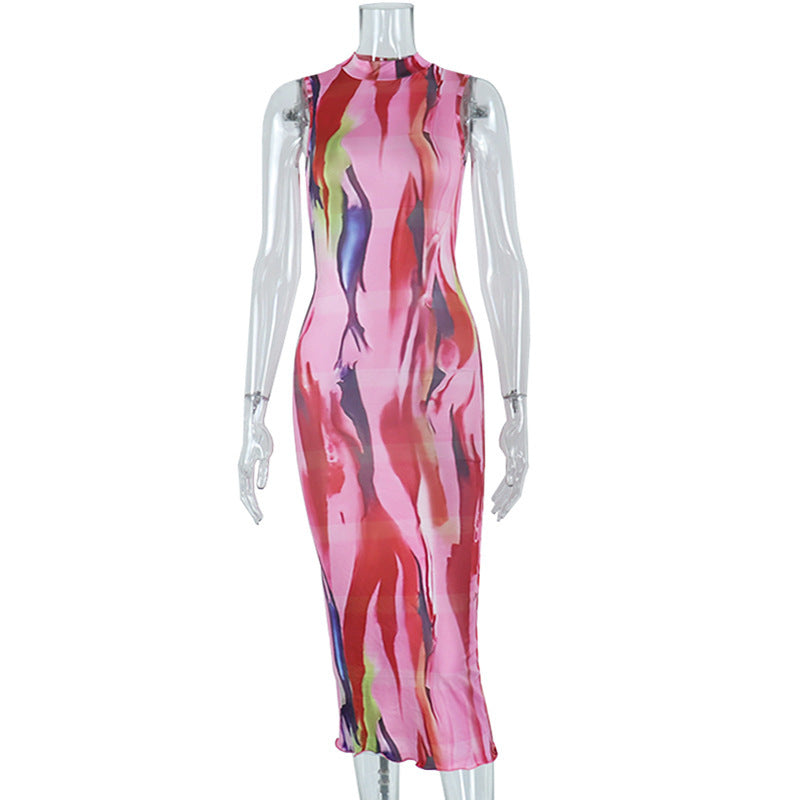 Artistic Abstract Mock Neck Maxi Dress - Your Fall Statement Piece
