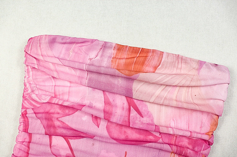 Chic Pink Floral Strapless Ruched Maxi Dress - Your Dreamy Fall Escape & Resort Wear