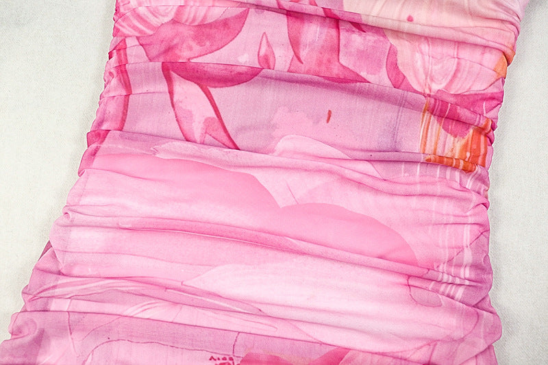 Chic Pink Floral Strapless Ruched Maxi Dress - Your Dreamy Fall Escape & Resort Wear