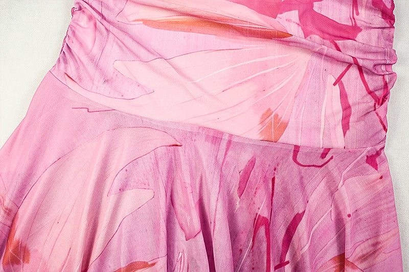 Chic Pink Floral Strapless Ruched Maxi Dress - Your Dreamy Fall Escape & Resort Wear