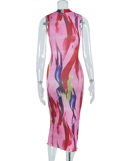 Artistic Abstract Mock Neck Maxi Dress - Your Fall Statement Piece