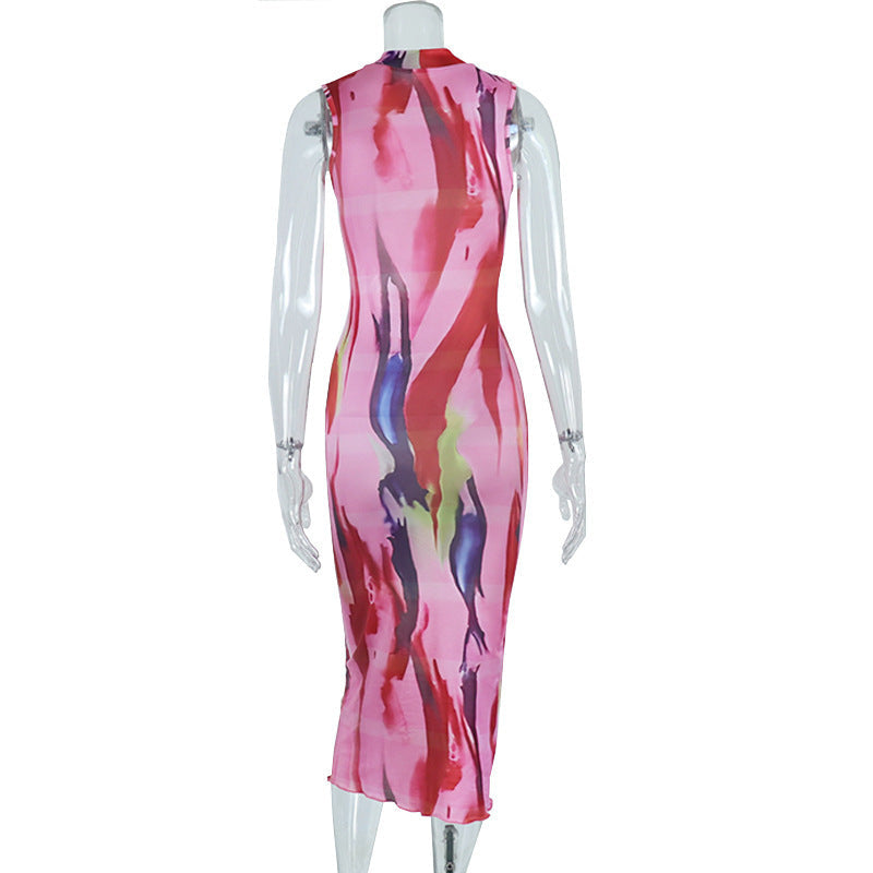 Artistic Abstract Mock Neck Maxi Dress - Your Fall Statement Piece