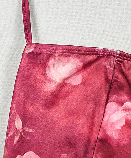 Autumn Rose Halter Mini Dress | Chic Bubble Hem & Romantic Floral Party Style