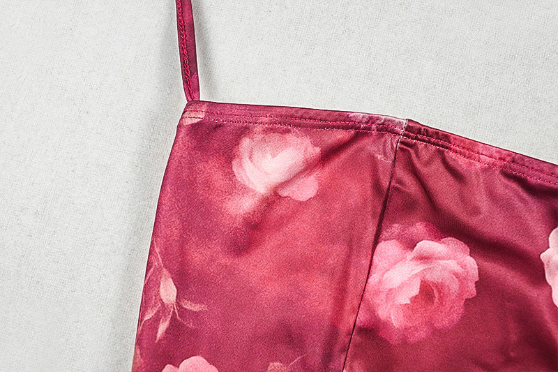 Autumn Rose Halter Mini Dress | Chic Bubble Hem & Romantic Floral Party Style