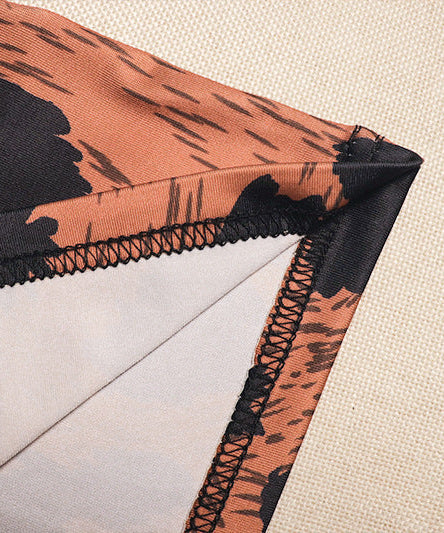 Sleek Fall Statement: High Neck Leopard Print Long Sleeve Bodycon Mini Dress