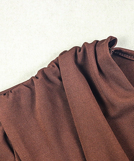 Chic Asymmetrical One-Shoulder Maxi Dress - Rich Mocha Ruched & Draped Fall/Holiday Glamour