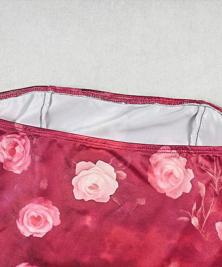 Autumn Rose Halter Mini Dress | Chic Bubble Hem & Romantic Floral Party Style