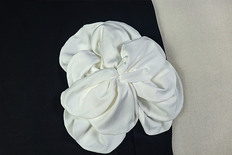 Elegant One-Shoulder Floral Appliqué Maxi Dress with High Slit - Perfect for Fall & Holiday Galas