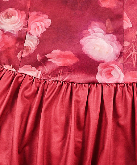 Autumn Rose Halter Mini Dress | Chic Bubble Hem & Romantic Floral Party Style