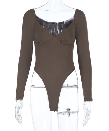 Chic Black Long Sleeve Sweetheart Bodysuit - Your Essential Fall & Holiday Layering Piece