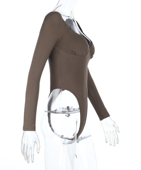 Chic Black Long Sleeve Sweetheart Bodysuit - Your Essential Fall & Holiday Layering Piece