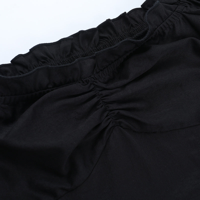 Spooky Chic Skeleton Rib Cage Goth Mini Dress - Off-Shoulder Halloween Party & Alt Style