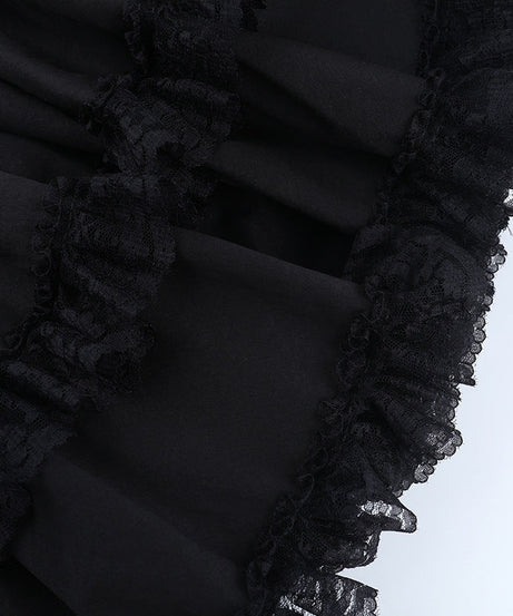 Spooky Chic Skeleton Rib Cage Goth Mini Dress - Off-Shoulder Halloween Party & Alt Style