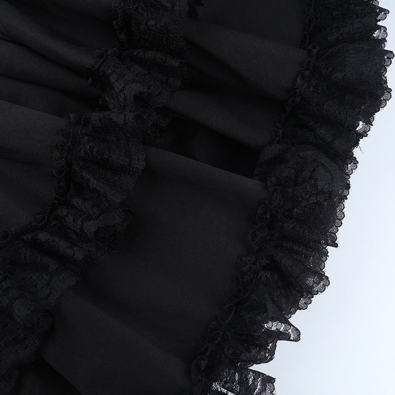 Spooky Chic Skeleton Rib Cage Goth Mini Dress - Off-Shoulder Halloween Party & Alt Style