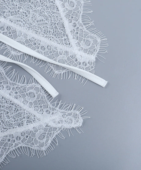 Chic White Lace Tie-Front Long Sleeve Crop Top - Perfect for Fall Layering & Date Nights