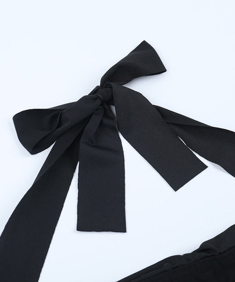 Chic Halter Off-Shoulder Ruched Crop Top | Corset Style Front for Fall Nights Out