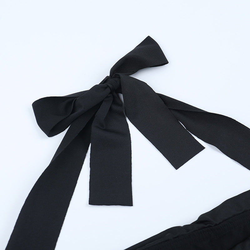 Chic Halter Off-Shoulder Ruched Crop Top | Corset Style Front for Fall Nights Out