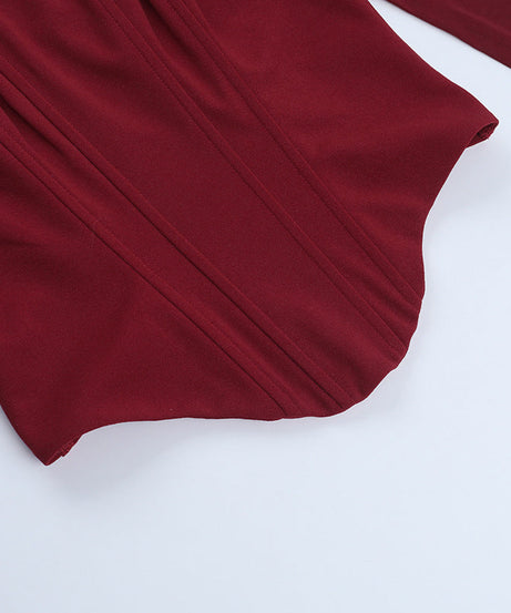 Confident Black Mesh Long Sleeve Corset Top with Daring Cutout - Your Fall & Holiday Party Essential