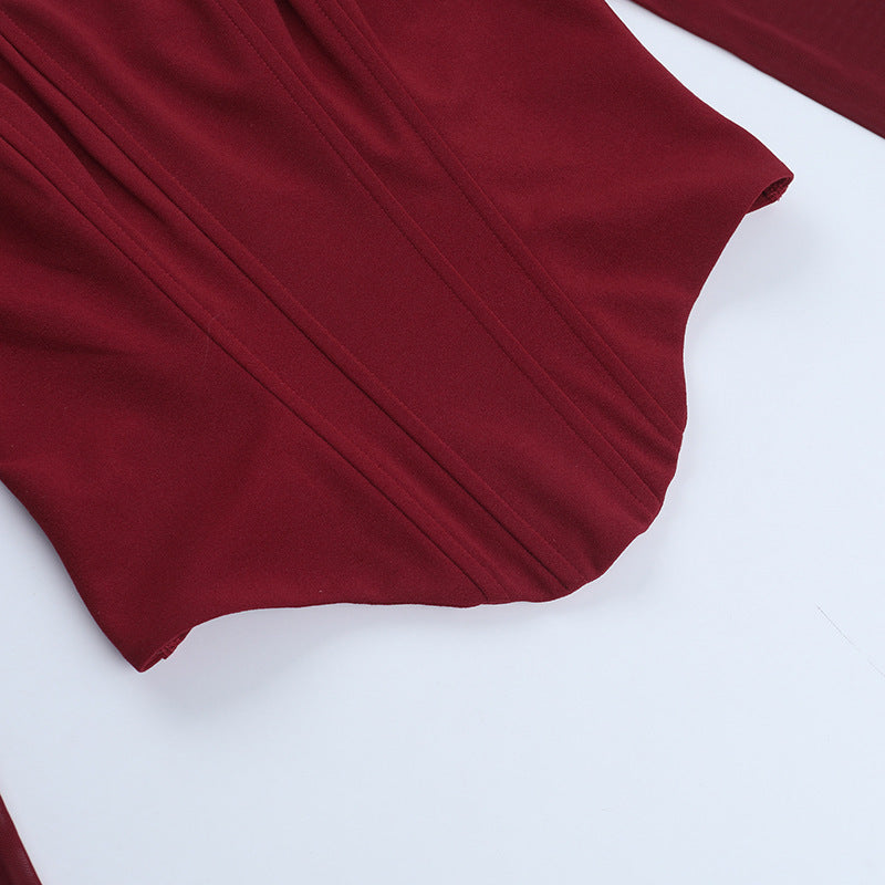 Confident Black Mesh Long Sleeve Corset Top with Daring Cutout - Your Fall & Holiday Party Essential