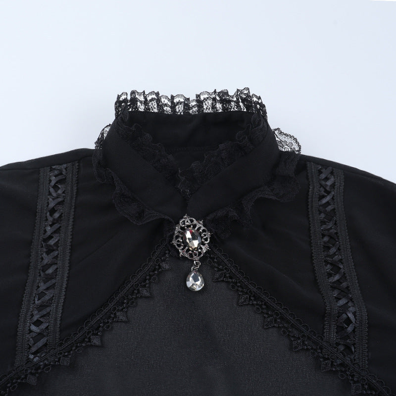 Enchanting Gothic Velvet & Lace Corset Top with Dramatic Bell Sleeve Shrug - Perfect for Halloween & Fall Style