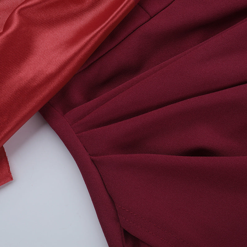 Ruby & Wine Enchantress: Two-Tone Strapless Maxi Dress – Holiday & Gala Ready