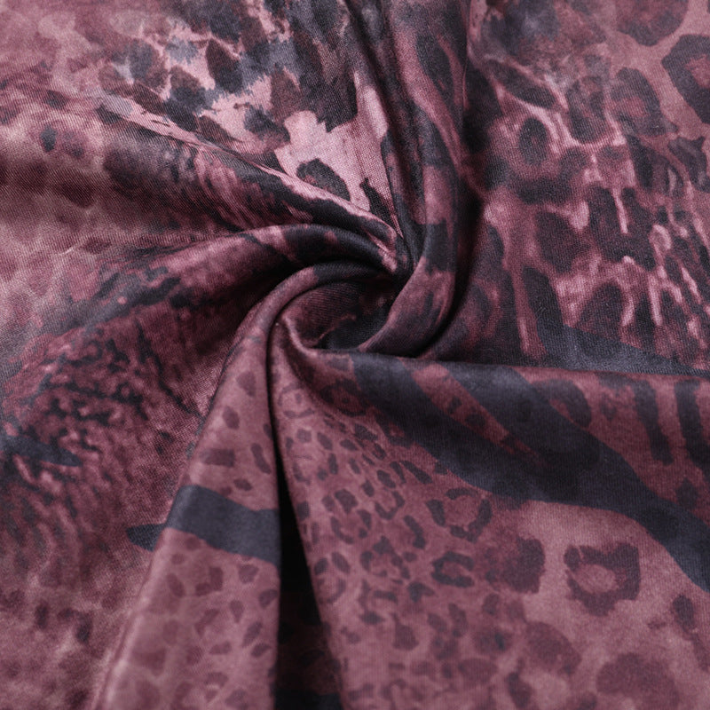 Fierce Animal Print Deep V Cutout Mini Dress - Long Sleeve Bodycon for Fall Nights