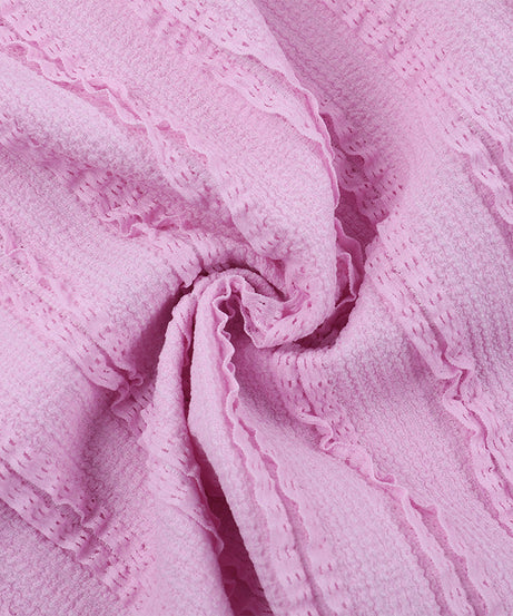 Chic Pink Ribbed Long Sleeve Crop Top with Shimmer Buttons – Your Go-To Fall Layering Piece